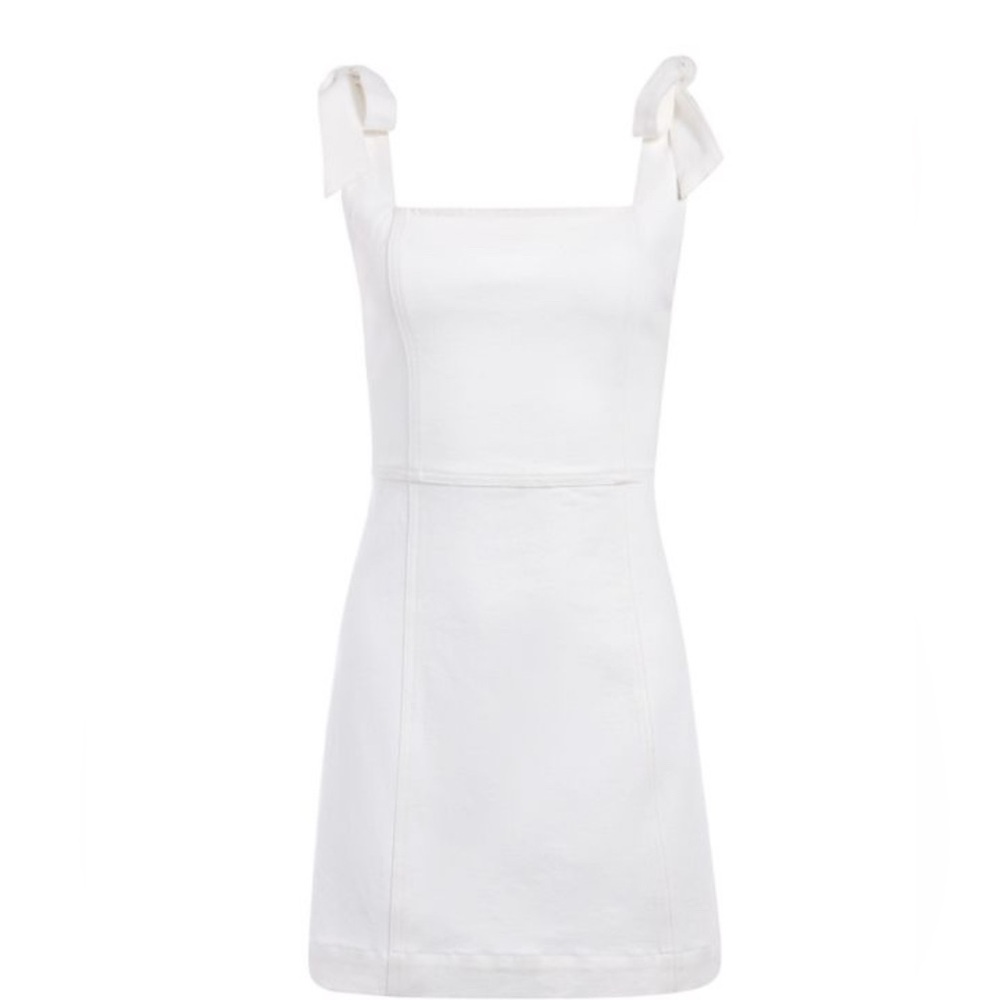 NWT Alice + Olivia Maryann Tie-Shoulder Mini Dress - Size 0, White